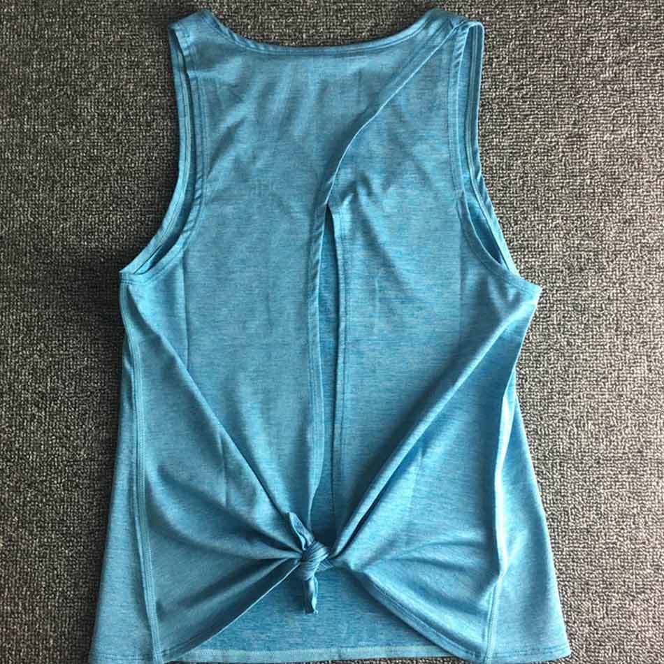 Women Backless Yoga Tank Top Shirts Sleeveless Off Shoulder Sports T Shirt Backless Crop Tops Racerback Gym Workout Clothes