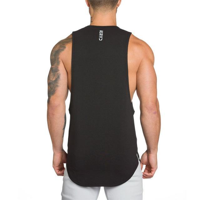 Men Long Tank Muscle Workout T-Shirt  Bodybuilding Gym Athletic Training Sports Tops