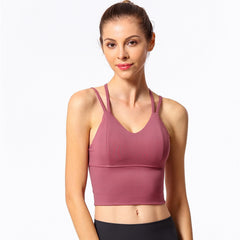 Sexy Top Short Sport Tank Women Cross Shoulder Strap Gym Sports Running Tracksuit Vest