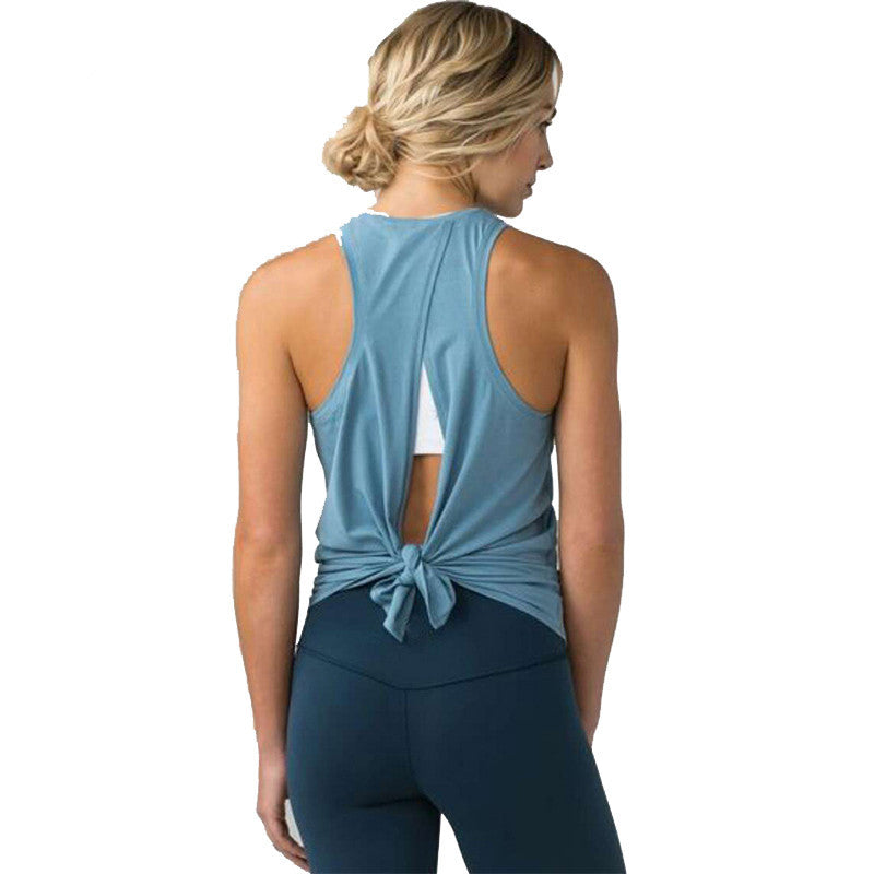 Women Backless Yoga Tank Top Shirts Sleeveless Off Shoulder Sports T Shirt Backless Crop Tops Racerback Gym Workout Clothes